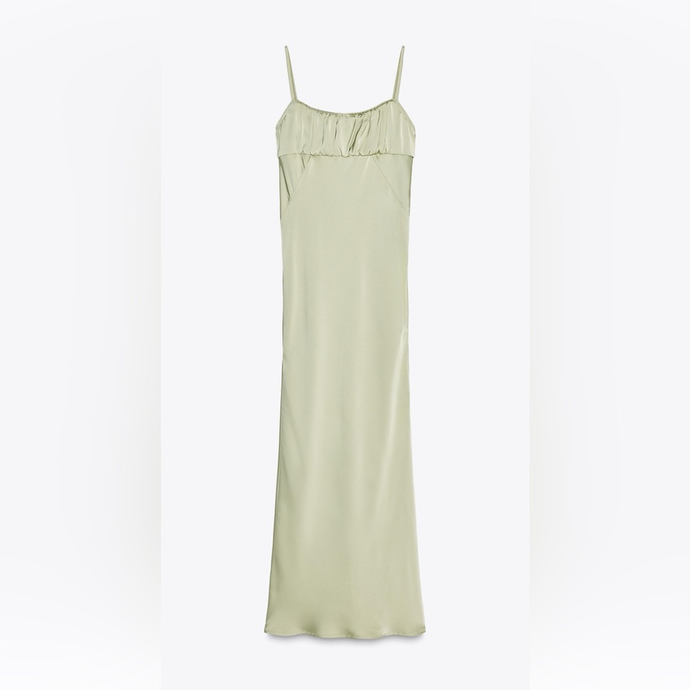 Elegant Sage Green Satin Slip Dress